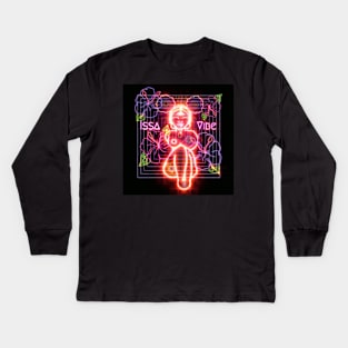 Psychedelic Issa Vibe Spacey Earth Girl (GOLDEN STAR CHILD EDITION) (black bg, pink, purple, golden child variation) Kids Long Sleeve T-Shirt